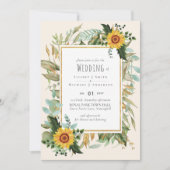Carte Rustique BOHO Sunflowers Mariage de verdure (Devant)
