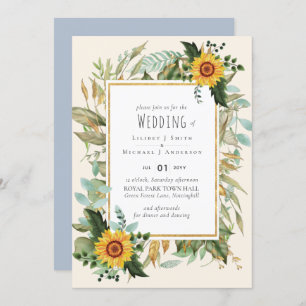Carte Rustique BOHO Sunflowers Mariage de verdure