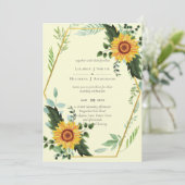 Carte Rustique BOHO Sunflowers Mariage de verdure (Debout devant)