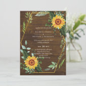 Carte Rustique BOHO Sunflowers Mariage de verdure (Debout devant)