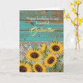 Carte Rustique Bois Jaune Tournesols Godmère Anniversair (Fleur jaune)