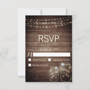 Carte Rustique Bois Pays Mason Jar Lumières Mariage