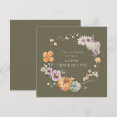 Carte Rustique Bon thanksgiving Floral Aquarelle (Devant / Derrière)