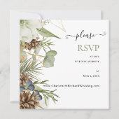 Carte Rustique Botanique Pinecones Site Mariage RSVP (Devant)