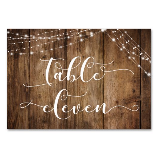 Carte Rustique Brown Wood & Lights Table Eleven (Devant)