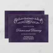 Carte Rustique Chic Mariage - Violet (Devant / Derrière)