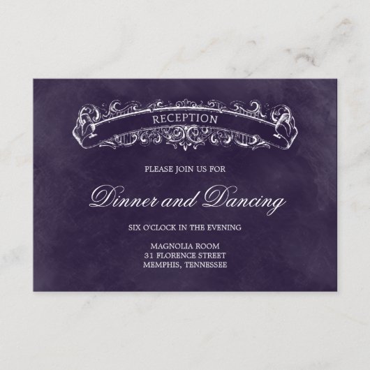 Carte Rustique Chic Mariage - Violet (Devant)