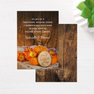 Carte Rustique Citrouille Mariage de automne Chari