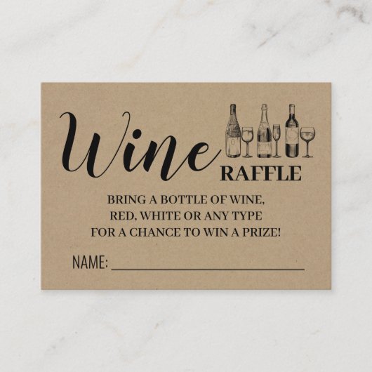 Carte Rustique Couples Couples Ticket Raffle Vin D (Devant)
