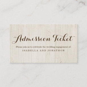 Carte rustique de clôture de billet d'admission