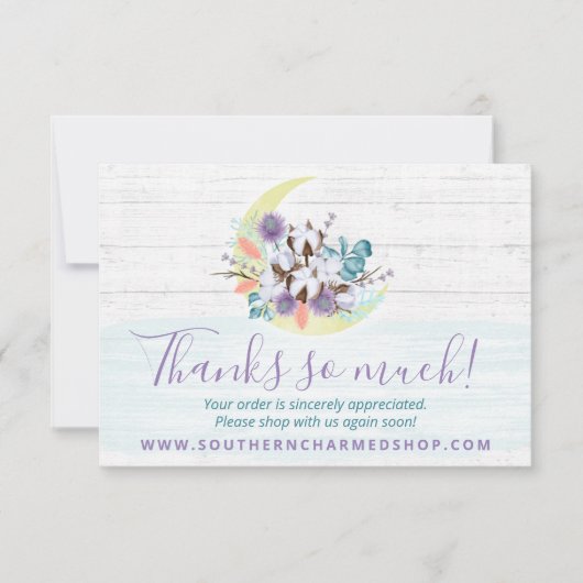 Carte Rustique de coton Floral Sud Merci (Devant)