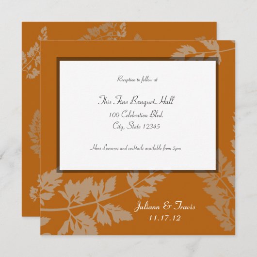 Carte Rustique De Réception De Mariage (Devant / Derrière)