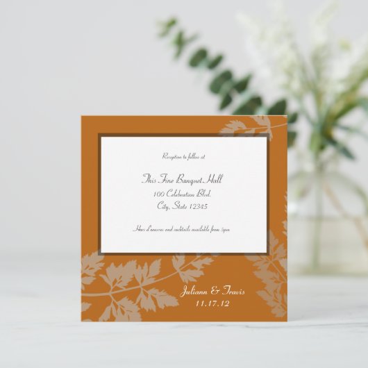 Carte Rustique De Réception De Mariage (Debout devant)