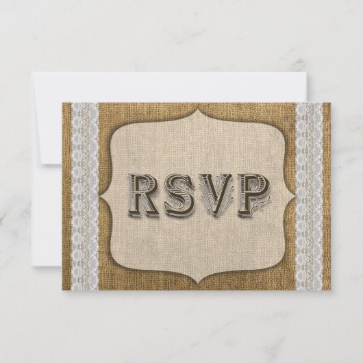 Carte Rustique De Réponse Du Mariage Burlap Et Den (Devant)