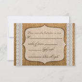 Carte Rustique De Réponse Du Mariage Burlap Et Den (Dos)