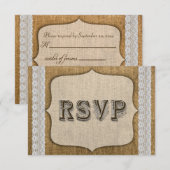 Carte Rustique De Réponse Du Mariage Burlap Et Den (Devant / Derrière)