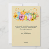 Carte Rustique de vacances Thanksgiving Citrouille (Dos)