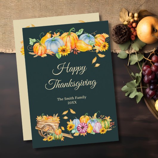 Carte Rustique de vacances Thanksgiving Citrouille