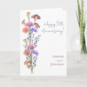 Carte Rustique Delicate Acrylique Floral + Jute Annivers