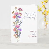 Carte Rustique Delicate Acrylique Floral + Jute Annivers (Fleur jaune)