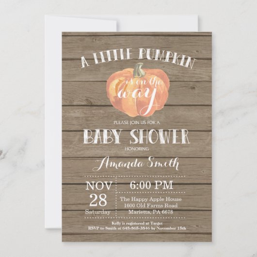 Carte rustique d'invitation de baby shower (Devant)