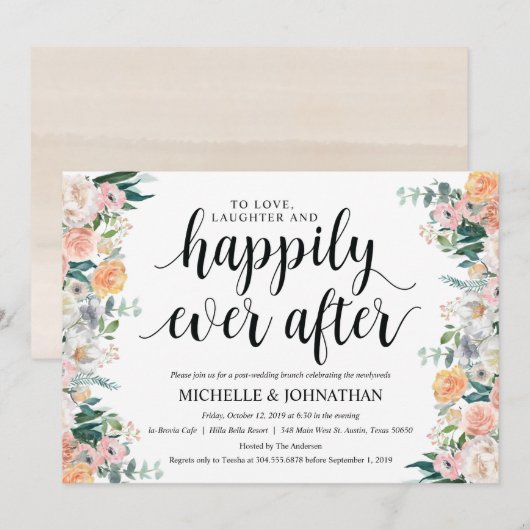 Carte rustique d'invitation de brunch de mariage (Devant / Derrière)