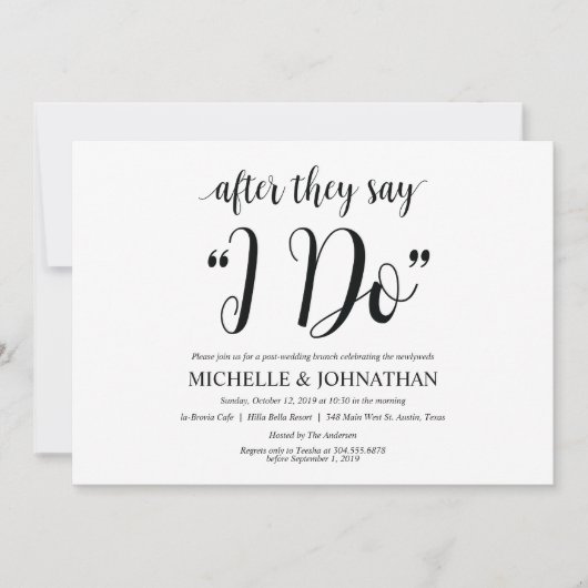 Carte rustique d'invitation de brunch de mariage (Devant)