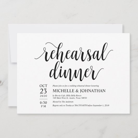 Carte rustique d'invitation de dîner de répétition (Devant)