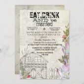 Carte rustique d'invitation de weddibg (Devant / Derrière)