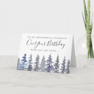 Carte Rustique Dusty Blue Forest Mari Anniversaire 