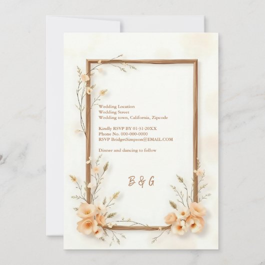 Carte Rustique Earthy Floral Harmony Mariage (Dos)