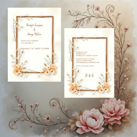 Carte Rustique Earthy Floral Harmony Mariage