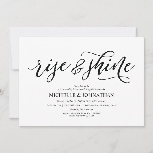 Carte rustique élégante d'invitation de brunch de (Devant)