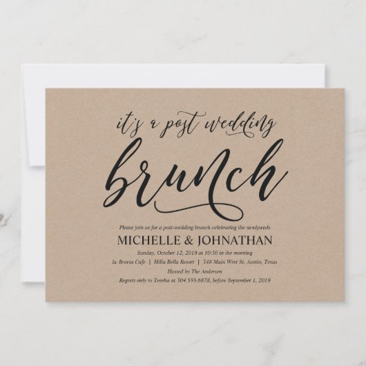 Carte rustique élégante d'invitation de brunch de (Devant)