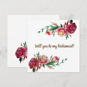 Carte Rustique Floral Bridesmaid Mariage (Devant / Derrière)