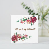 Carte Rustique Floral Bridesmaid Mariage (Debout devant)