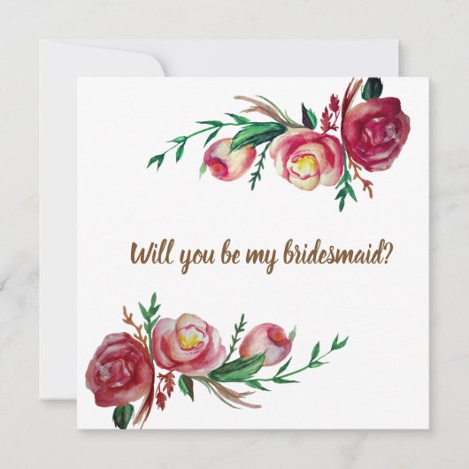 Carte Rustique Floral Bridesmaid Mariage (Devant)
