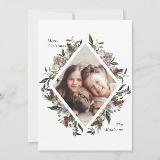 Carte Rustique Floral de Noël (Devant)