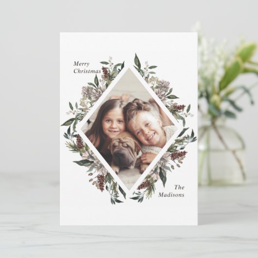 Carte Rustique Floral de Noël (Debout devant)