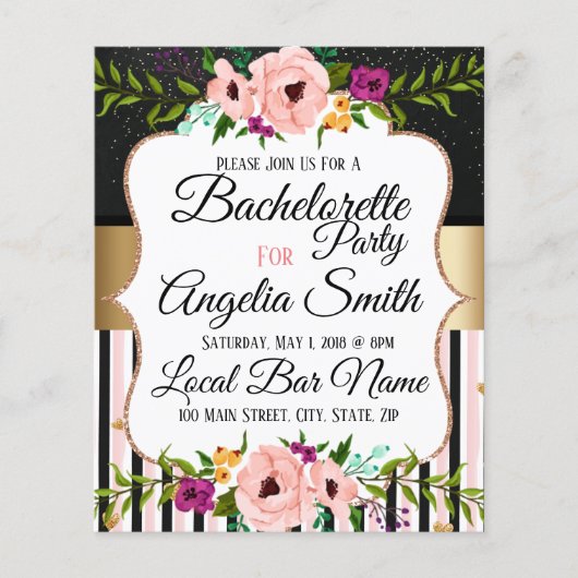 Carte Rustique Floral Mariage Bachelorette Party (Devant)