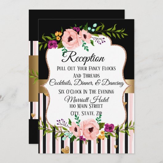 Carte Rustique Floral Mariage Réception (Devant / Derrière)