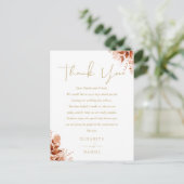 Carte Rustique Floral Merci Gold Mariage Place (Debout devant)