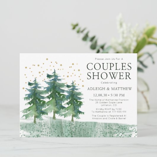 Carte Rustique Forêt aquarelle Couples Douche (Debout devant)