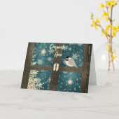 Carte Rustique hiver cabine fenêtre étoile de neige flak (Fleur jaune)