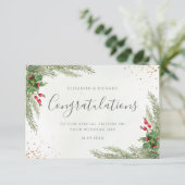 Carte Rustique hiver verdure Berries Pine Cone Mariage (Debout devant)