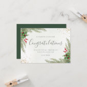 Carte Rustique hiver verdure Berries Pine Cone Mariage (Devant/Arrière en situation)