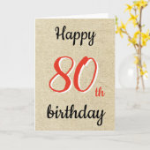 Carte Rustique Joyeux Anniversaire Script 80e Anniversai (Fleur jaune)