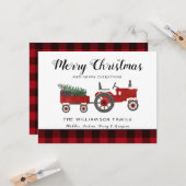 Carte Rustique Joyeux Noël Farmhouse Nom de famille (Devant/Arrière en situation)