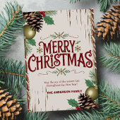 Carte Rustique Joyeux Noël Floral