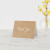 Carte Rustique Kraft Cute Rose Coeurs Script Merci (Fleur jaune)